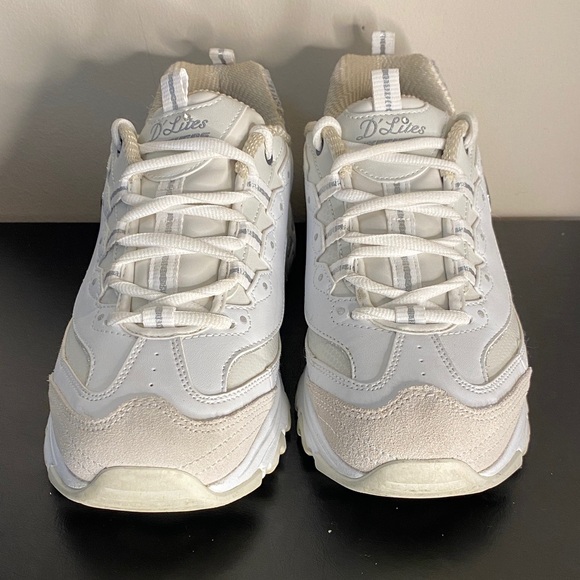 Skechers Shoes - Skechers D’Lites women 10 white/silver multi colorway leather + mesh Upper